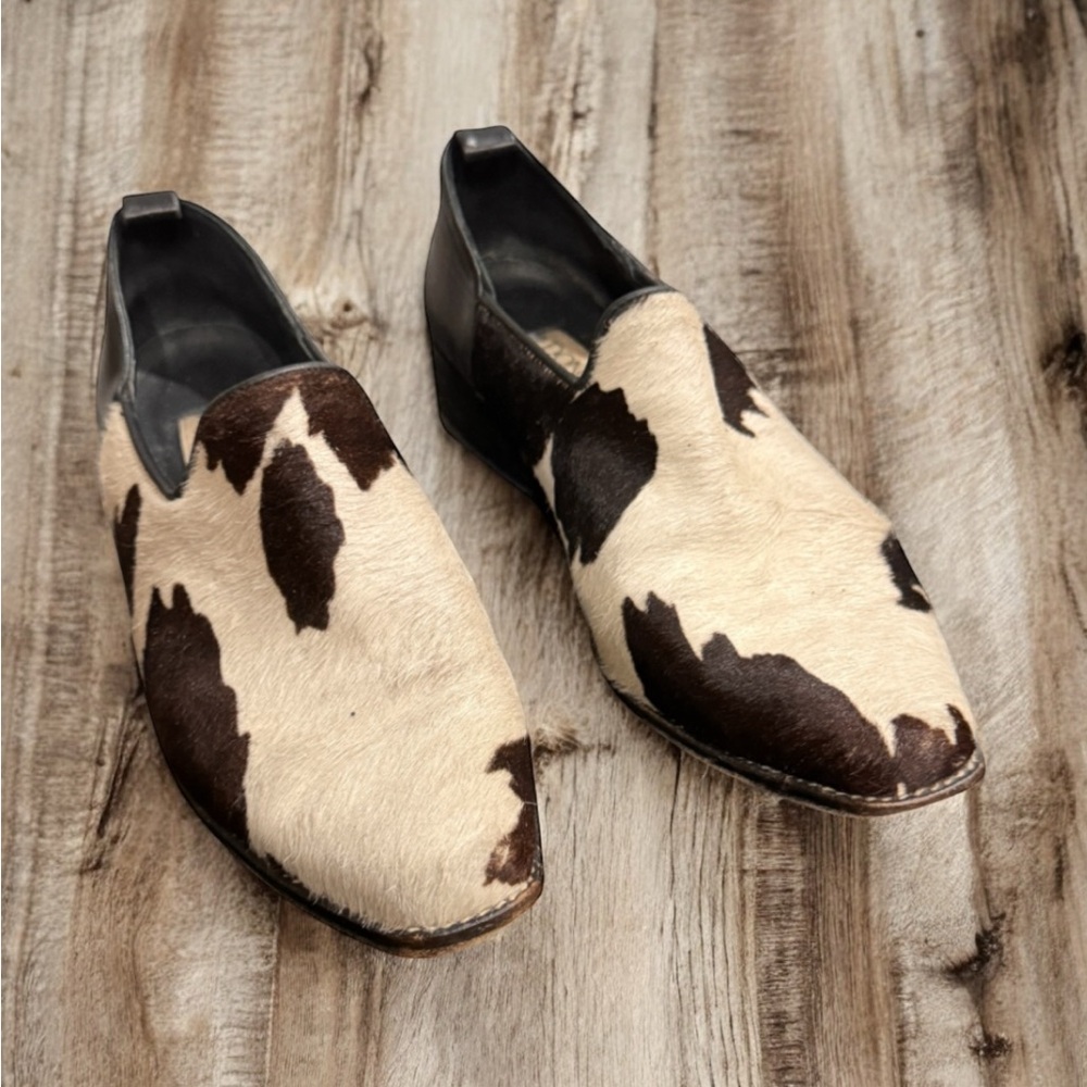 Donald J. Pliner black and white calf skin leather loafers size 5.5